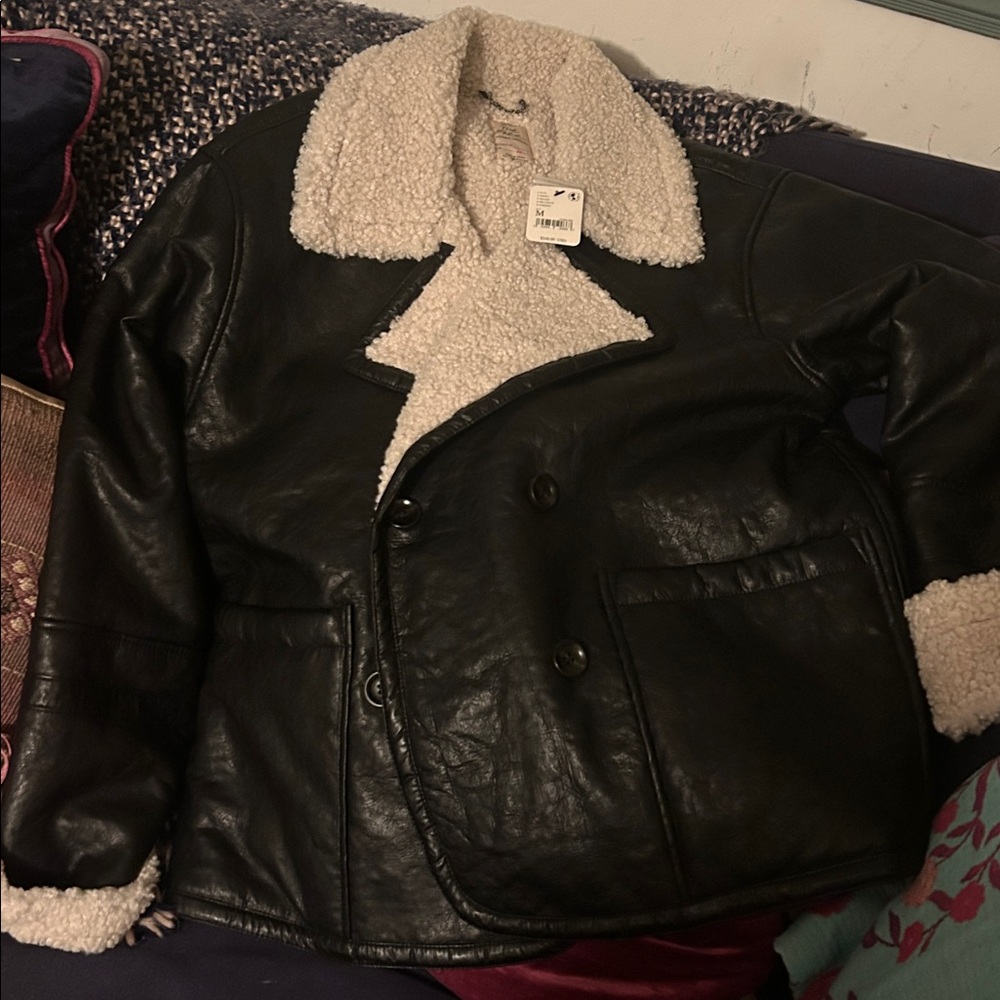 Women's Black Shearling Jacket - image 2